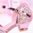 thumbnail image 5 of Gubotare Toddler Girl Heels Girls Sandals Grils Dress Shoes Wedding Party Open Toe Glitter High Heels for Little/Big Kids Girls Sandals (Pink,Big Kids 4.5), 5 of 6