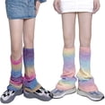 thumbnail image 5 of Wangsaura Women's Knit Slouch Socks, Gradient Rainbow Color Footless Boot Cuff, 5 of 5