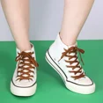 thumbnail image 5 of 1pair Double Layers Flat Shoelaces Strings Light Brown for Sneakers Tennis Shoes, 5 of 6