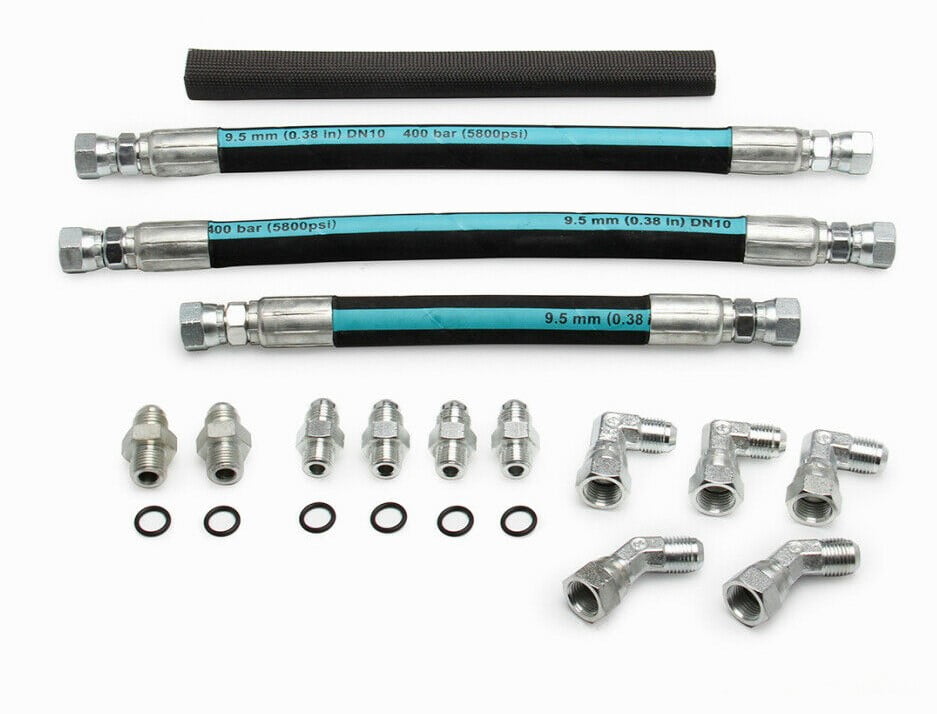 High Pressure Oil Pump HPOP Hoses Lines Kit with Crossover Compatible with 1999-2003 Ford Powerstroke 7.3L with Oil Rail Fittings