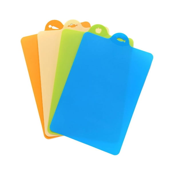 Tabla de cortar flexible de plástico con agarre texturizado antideslizante, 4 unidades
