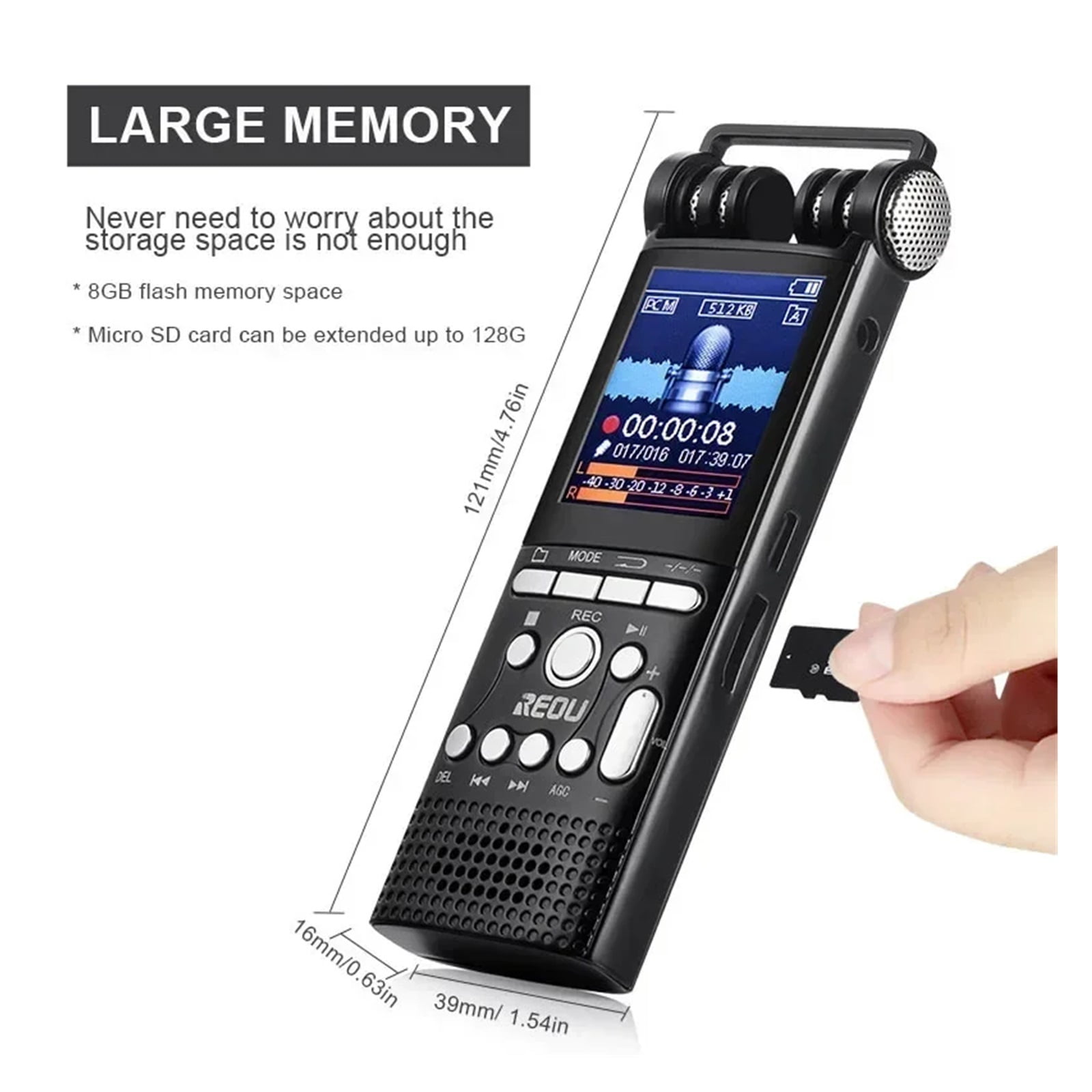 Professional Voice Recording Activated Digital Audio Recorder Usb Non-stop 100hr Pcm 1536kbps ,Powerful Feature