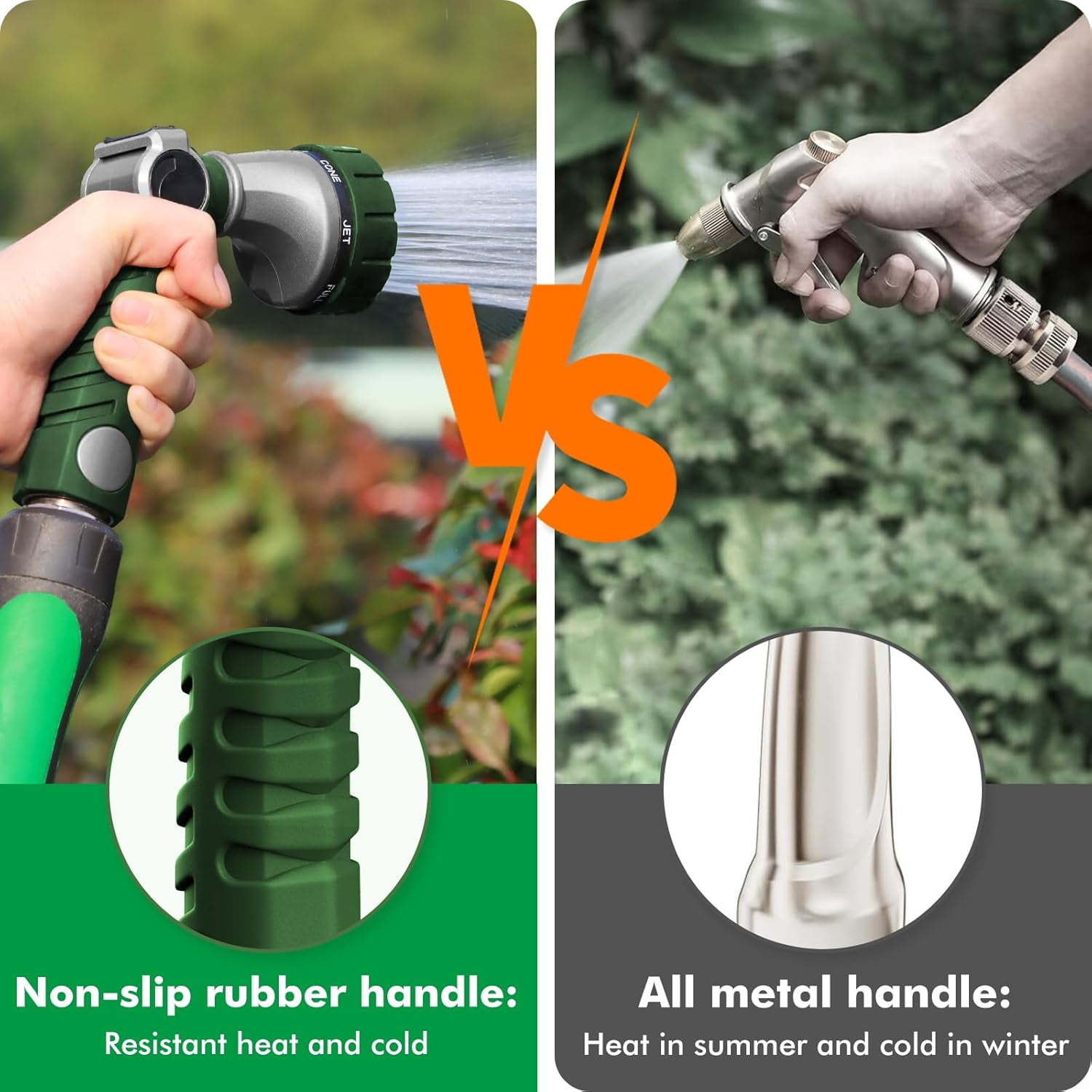 Heavy Duty Hose Nozzle, Metal Garden Water Hose Sprayer with 7 Watering Patterns, Thumb Control, On Off Valve, High Pressure Nozzle Sprayer for Watering Plants, Car and Pet Washing, Blue