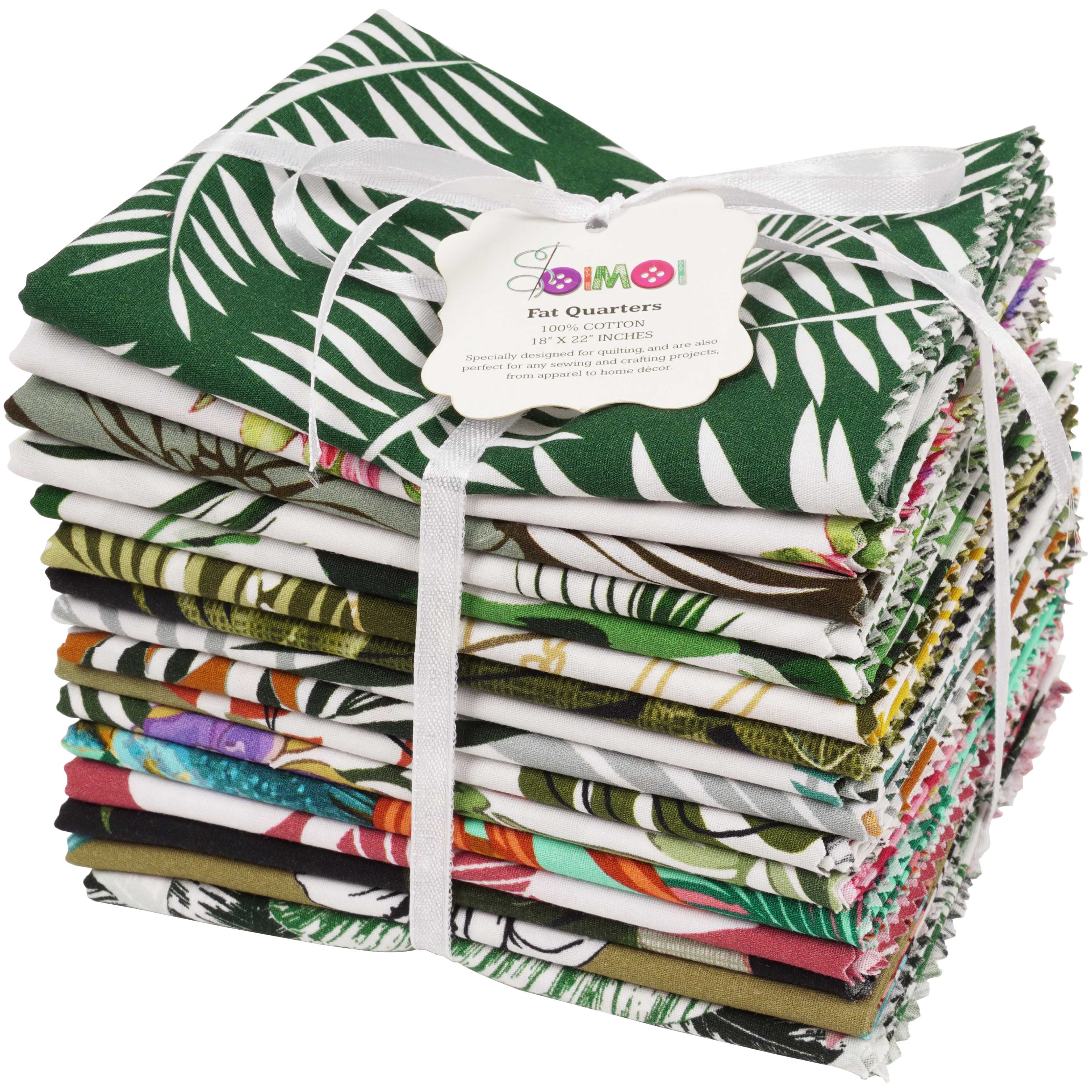 Soimoi 16 Pc Fat Quarter Bundle,TropicalPrint 18"x 22"DIY Patchwork-100% CottonPre-Cut Quilting Fabric Multicolor