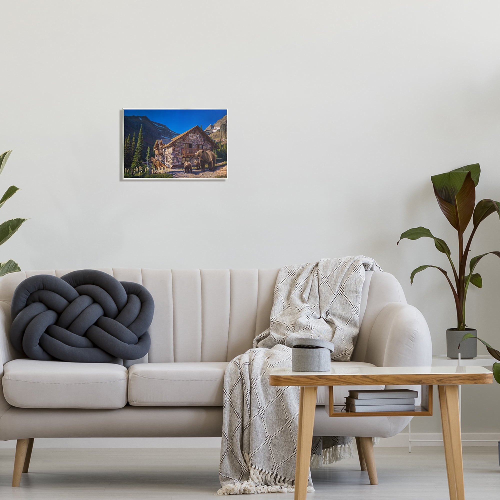 Stupell Industries Bears & Lodge Scenery Landscape Painting Unframed Art Print Wall Art, 15 x 10