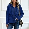 thumbnail image 2 of Women's Zip Up Sweatshirt Jacket Adjustable Drawstring Waist Long Sleeve Hoodie with Pockets Soft Lightweight Fall Casual Outerwear Blue, 2 of 5