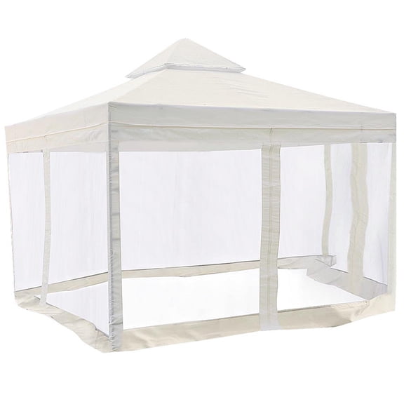 Yescom 10x10Ft Gazebo Top Replacement With Mesh Net 2Tier Fit for Y00610T07NET Outdoor Canopy Cover Patio Yard White