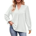 thumbnail image 2 of Women's Tops Long Sleeve V Neck Under $10 Fashion Casual Color Long Sleeve Blouses & Shirts, 2 of 9