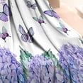 thumbnail image 3 of Purple Flower Butterfly Pattern Blanket,Comfortable Soft Flannel Throw Blanket,All Season,Warm Lightweight Blankets for Sofa Bed Couch Living Room Chair,60"x80", 3 of 4