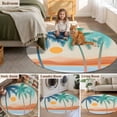 thumbnail image 6 of 5ft Washable Round Rug, Summer Beach Non-Slip Circle Area Rug for Living Room Bedroom, Mount Coconut Tree Sun Abstraction Indoor Floor Mat for Home Decor, 6 of 9