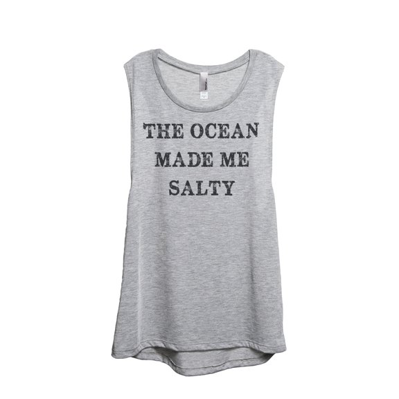 Thread Tank The Ocean Made Me Salty Women's Sleeveless Muscle Tank Top Sport Grey Small
