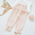 thumbnail image 2 of LIIPEE Boys Girls Lantern Pants Summer Casual Trendy Ruffled Solid Color Wide Leg Ankle-Tied Pants Trendy Beach Pants,Beige,18-24 Months, 2 of 4