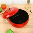 thumbnail image 5 of Stock Pot-Double-Handled Apple Soup Pot 2.6Qt Cast Iron Simmer Pot with Lid, Health Soup & Stew Cooking Pasta Pot, Green/Red, 5 of 6