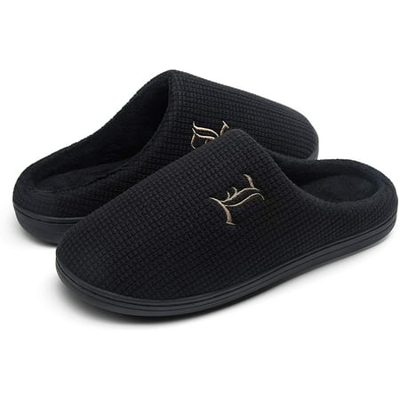 

QWZNDZGR Men s Slippers Memory Foam with Warm Fuzzy Plush Indoor Outdoor House Slippers for Men