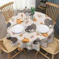 thumbnail image 3 of Happy Thanksgiving Turkey Fall Pumpkin Round Tablecloth 60" X 60",Wrinkle Wipeable Table Cloth for Kitchen Dining Room Picnic Patio Party, 3 of 6