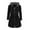 Black, variant on Women's Patchwork Winter Coat, Faux Two Piece Hooded Jacket with Drawstring Waist, Slim Fit Long Sleeve Zipper Up Outerwear with Pocket for Casual Daily Wear - Black
