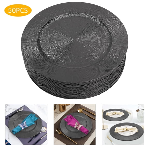 50 PCS Charger Plates, PP Charger Plates Set,  Reusable Round Serving Plates