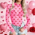 thumbnail image 2 of CAIXIA Valentine Womens Neck Mesh Tops Love Print Western T Shirts Long Sleeve Layering Tops See Through Trendy Outfits, 2 of 5