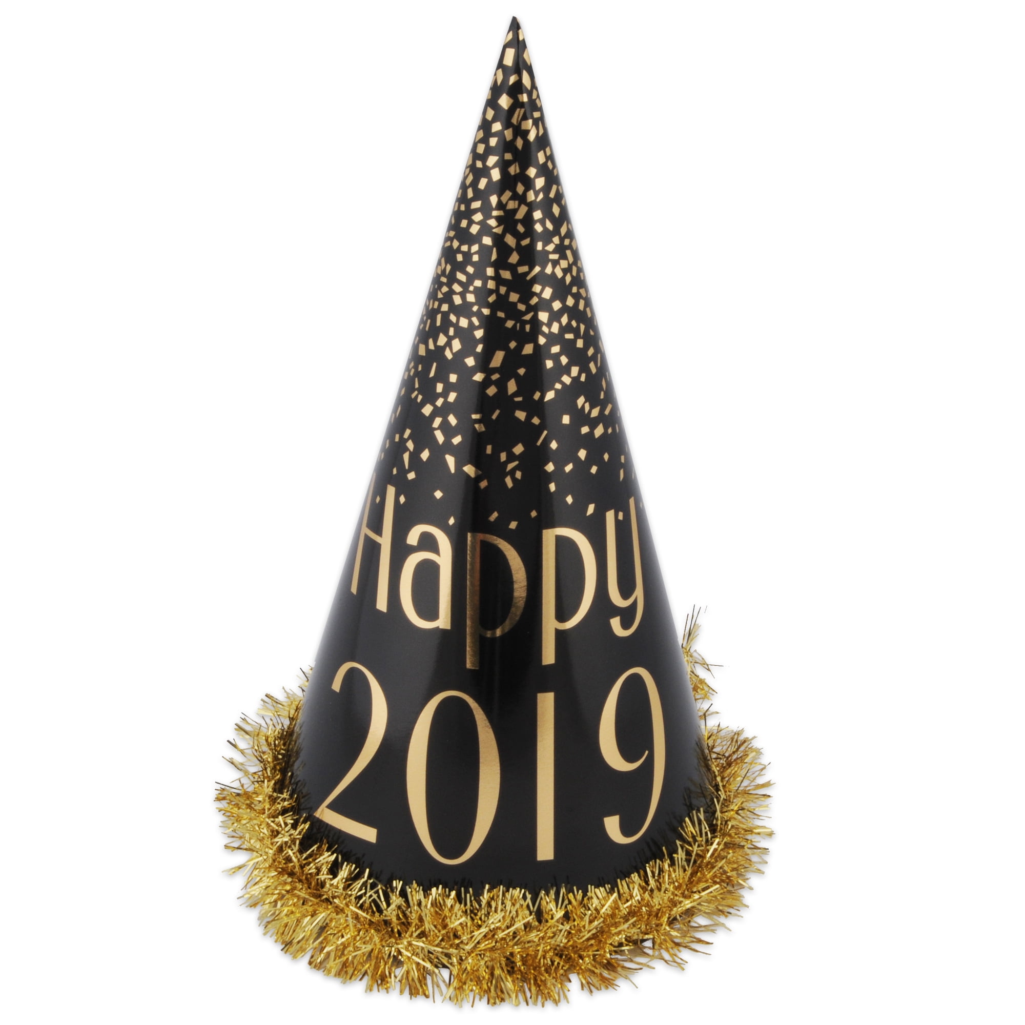Beistle New Year Foil Cone Hats - Black 