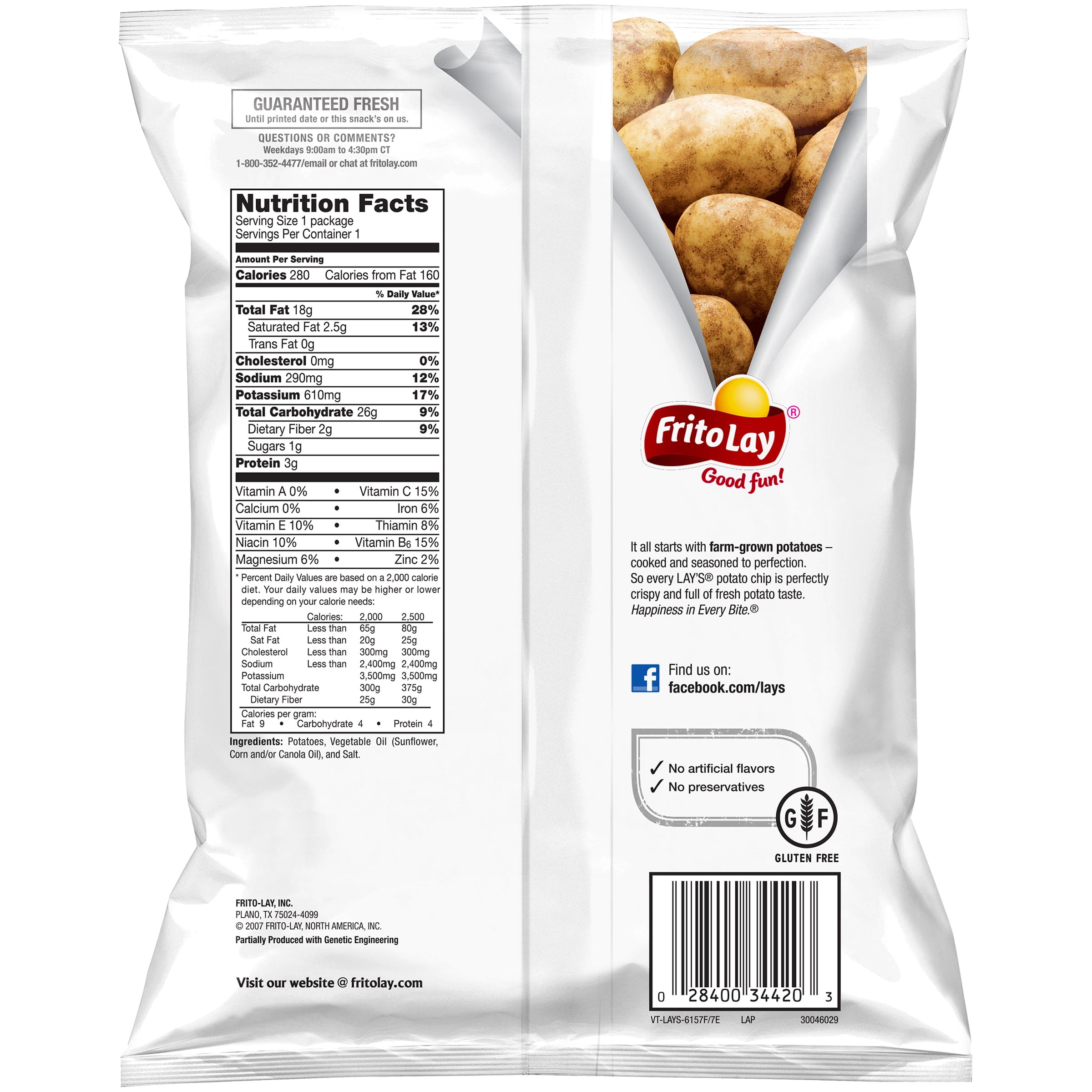 (6 pack) Lay's Classic Potato Chips 1.75 oz. Plastic Bag