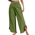 thumbnail image 2 of Lenpel Wide Leg Pants for Women Elastic High Waisted Drawstring Ruffle Hem Palazzo Pants Casual Loose Beach Trousers, 2 of 4