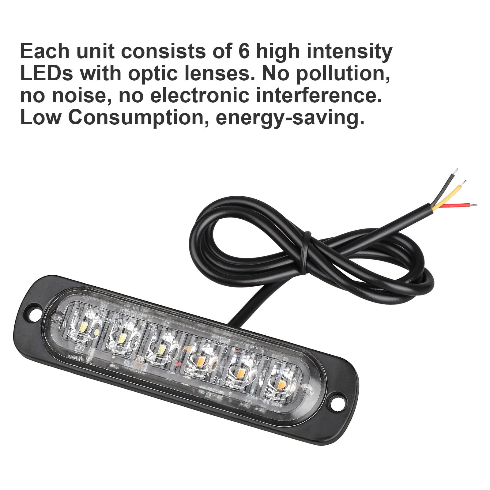 4X Amber//White 6LED Car Truck Emergency Beacon Warning Hazard Flash Strobe Light