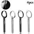 thumbnail image 1 of 4PCS Hoop Earrings Creative Double Chain Dangle Earrings Huggie Earrings, 1 of 10