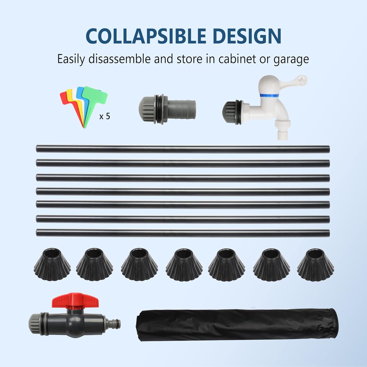 LINJH Upgraded 100 Gallon Collapsible Rain Barrel, Portable Water Storage Collection System, Weather Proof Sturdy Tank Catcher Container with Filter Spigot Overflow Kit Black