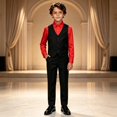 thumbnail image 4 of Ruyang Teen Boys Formal Suit V-Neck Vest Long Sleeve Shirt Dress Pants Sets Kids Slim Fit Suit for Wedding Graduation Dress Up, 4 of 4