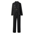 thumbnail image 4 of BYHONG Fall Outfits for Women 2024 Trendy Business Suits Border Double Suits Business Women's Suits Black XL, 4 of 5