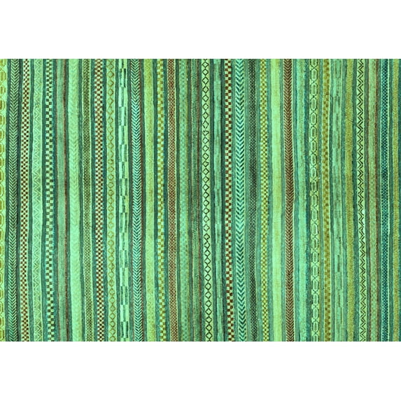 Ahgly Company Machine Washable Indoor Rectangle Abstract Turquoise Blue Modern Area Rugs, 2' x 4'