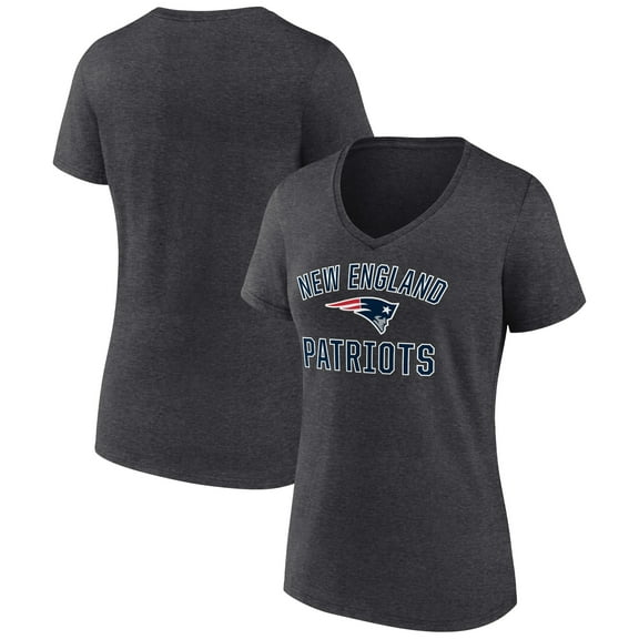 Women's Charcoal New England Patriots Victory Arch Team V-Neck T-Shirt
