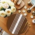thumbnail image 2 of Brown White Stripe Round Placemats Set of 2 for Dinning Tables,Heat-proof Braided Table Mats 15 Inch,Modern Rustic Vertical Striped Washable Place Mat for Kitchen Restaurant Party Decor Table Setting, 2 of 9