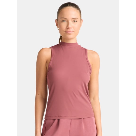 Avia Women's Ribbed Mock Neck Tank Top, Sizes XS-XXXL