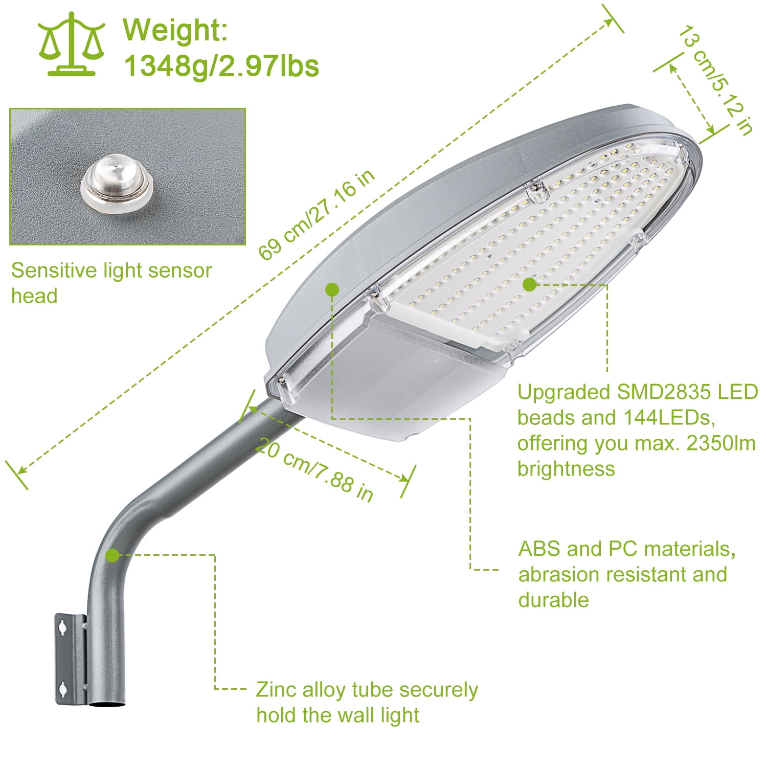 Moclever Wall Pack LED Lights, 24W/2350lm Outdoor LED Lights with 144LEDs Photocell Sensor Street Lamp IP65 Waterproof 120° Wide Angle Lighting for Garage Garden Pathway