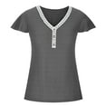 thumbnail image 4 of Fesfesfes Workout Top Fashion Women's Summer V-Neck Button Short Sleeve Solid Casual Pullove Blouses Tops Womens Basic Short Sleeve Tops 12(XXL), 4 of 6