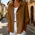 thumbnail image 6 of Women Short Sleeve Tops Comfortable Fashion 3/4 Sleeve Sweatshirt Summer Blouses for Women Brown 3XL, 6 of 8