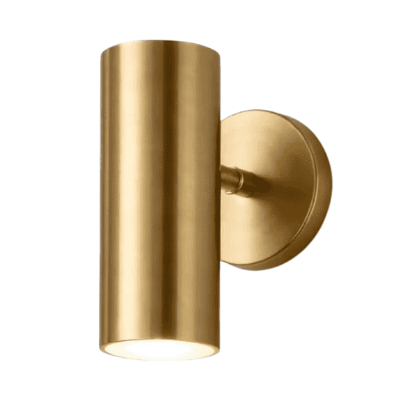 SMIURNS Solid Brass Wall Sconce Light – Modern Gold Cylinder Up Down Wall Lamp, Handcrafted Luxury Brass Wall Fixture, Industrial Minimalist Wall Lighting for Bedroom, Hallway, Bathroom & Living Room