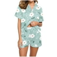 thumbnail image 3 of Weiqiqre Pajamas for Women Set Short Sleeve Lounge Set Summer Sleepwear Notch Collar Button-Down Pjs, 3 of 7