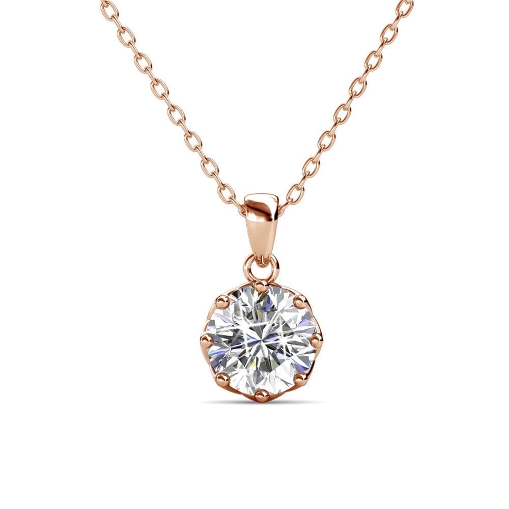 Cate & Chloe Eden 18k Rose Gold Plated Silver Jewelry Set with Swarovski Crystals Gift for Women
