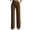 Brown, variant on Women Waffle Knit High Waist Straight Leg Pants Front with Pockets Office Business Commute Daily Trousers