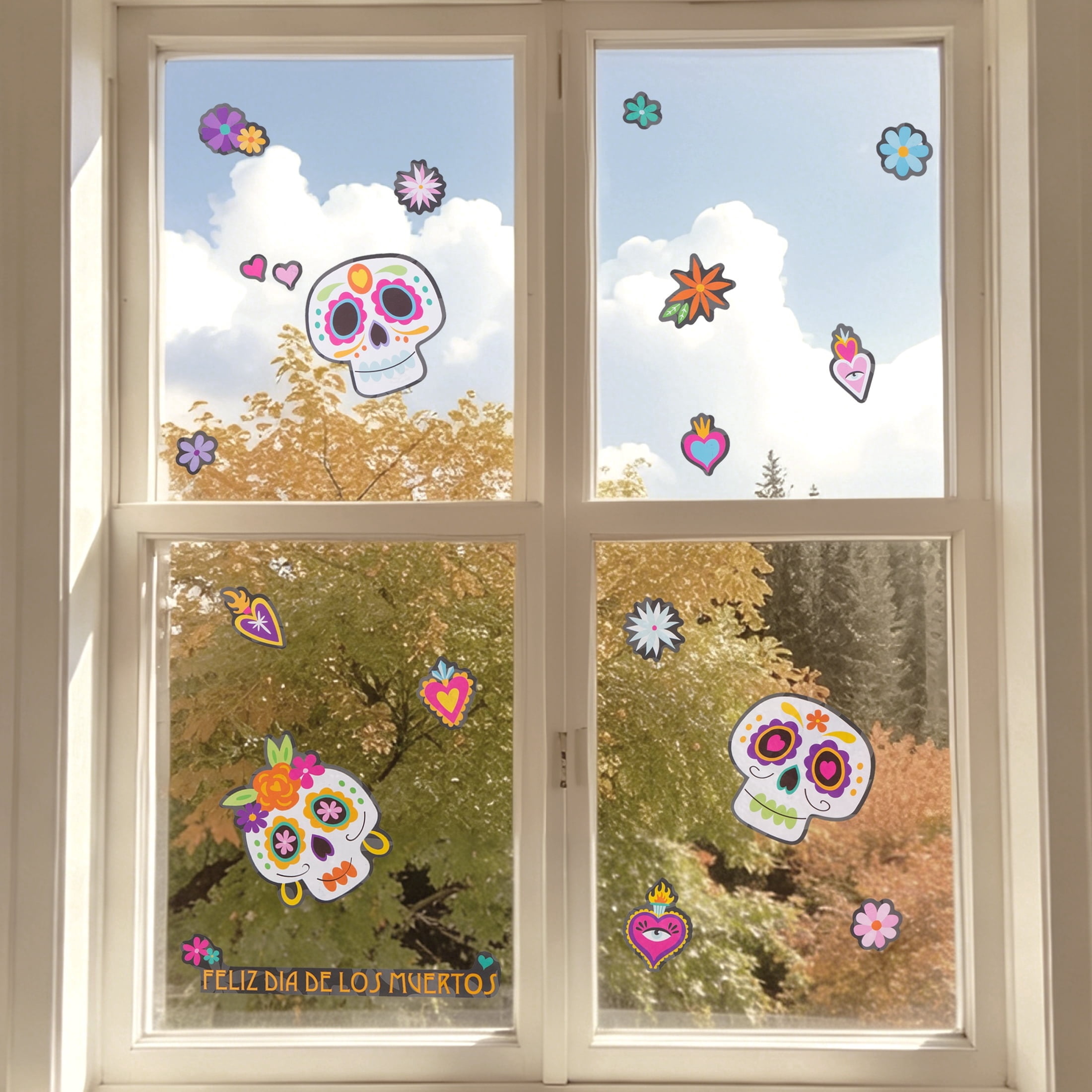 Day of the Dead Window Clings, Multicolor, 11.75" x 17", Halloween by Way To Celebrate