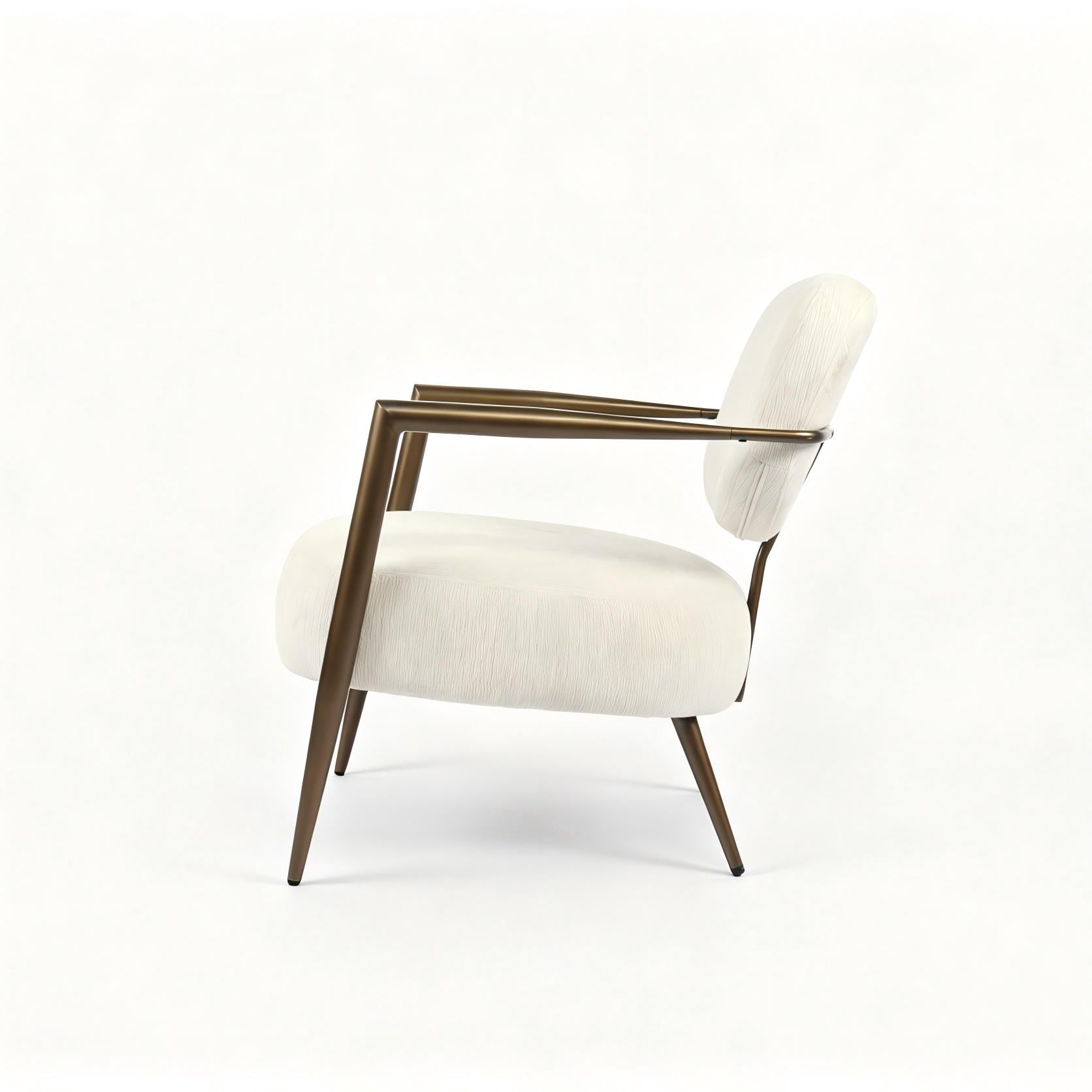 Modern Metal Frame Accent Chair, Upholstered Softy Fabric Side Chair, Mid-Century Comfy Lounge Armchair for Living Room Bedroom Reading Nook, Single Leisure Guest Chair