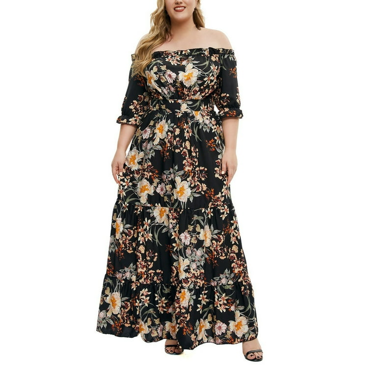 licens bit Pak at lægge Womens Plus Size Dress Summer Beach Floral Maxi Dresses for Women Wrap V  Neck Tie Waist Slit Flowy Long Dress - Walmart.com