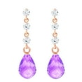 thumbnail image 2 of Galaxy Gold 14K Rose Gold Natural Diamonds and Amethyst Dangle Earrings - February Birthstone - Peace & Wisdom - Fine Jewelry for Women, 2 of 2
