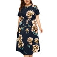thumbnail image 1 of Fridja Robe en Chiffon à Manches Courtes Imprimé Floral Col Rond Ample pour Femme, 1 of 9