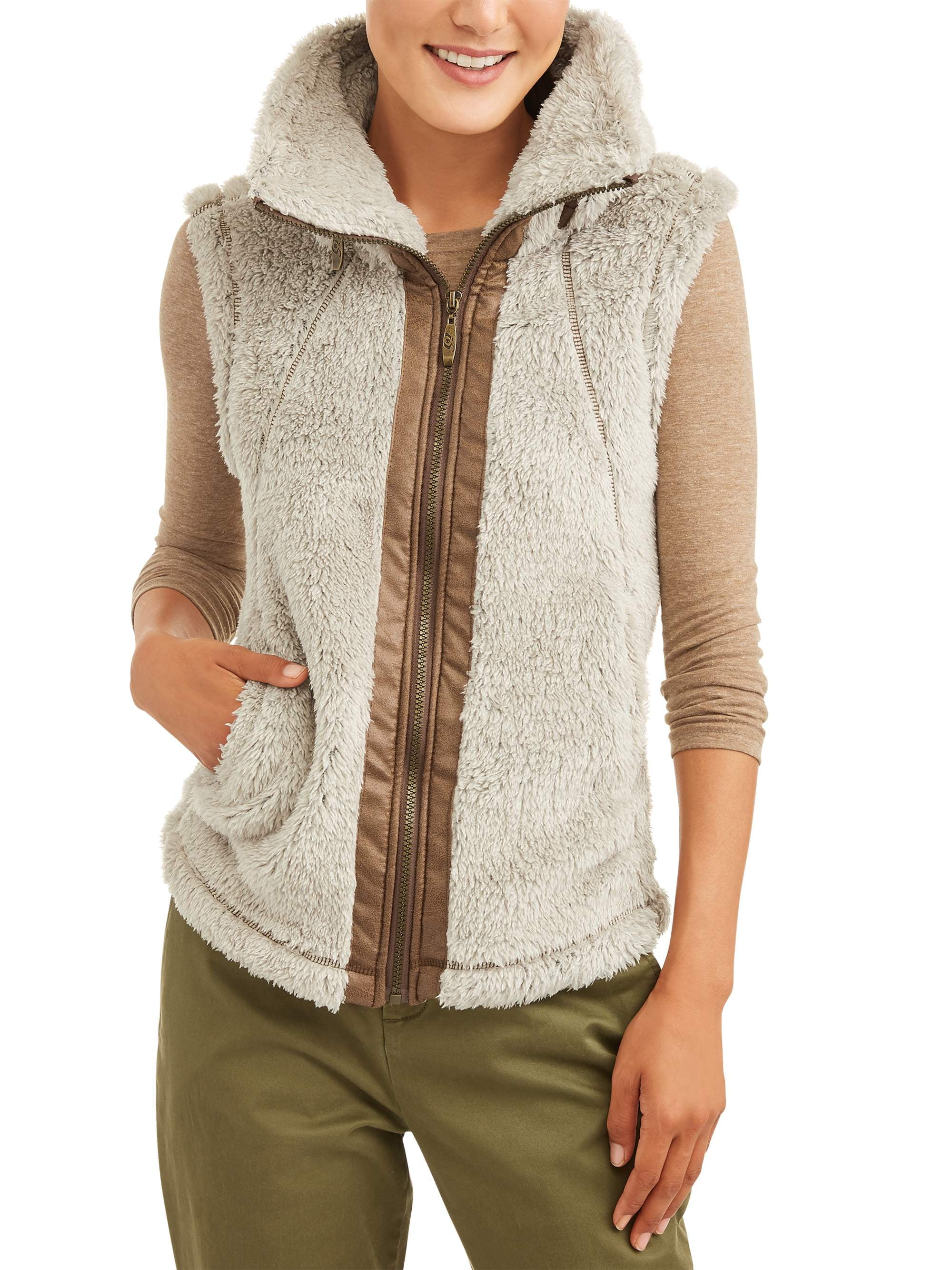 Climate Concepts Women's Fluffy Fleece Vest Beige SIZE 2X CQ1