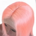 thumbnail image 4 of Colored Bob Wigs Human Hair Peruvian 13x4x1 Lace T Part Short Peach Pink 180% Density Glueless Middle Part Straight Wig for Women 12 Inch, 4 of 4