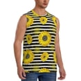 thumbnail image 2 of Kdxio Sunflowers On Black And White Stripes for Men's Muscle T-shirt,Sleeveless for Workout Running Athletic Gym Lounge Casual, 2 of 7