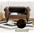 thumbnail image 6 of Upholstered Faux Leather Storage  with Arms and Wooden Legs, 39.76" Modern Button Tufted Benches for Bedroom End of Bed , Living Room Entryway Sitting Window Benches for Hallway, Brown, 6 of 9